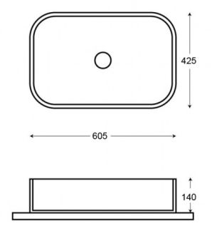 Раковина накладная Azario 60.5х42.5х14 фаянс, цвет Мраморный (AZ78625)
